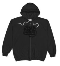 URM Zip-up Hoodie: Tape Machine Front, Logo Back - Black